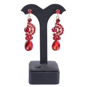 Glamorous Silver w/Red Chandelier Earrings